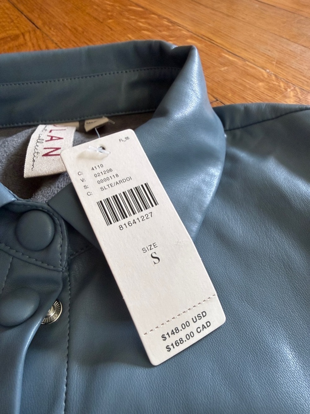 NWT Anthropologie Dolan left coast Puff Sleeve Faux Leather Blouse blue Size S - Picture 4 of 5